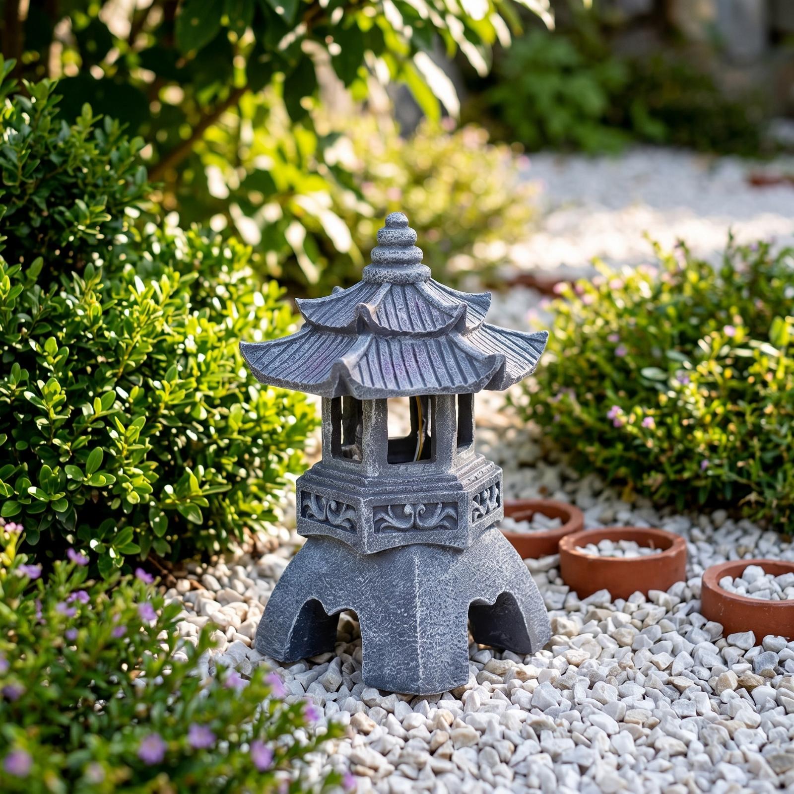 Lantern Paper Solar - Chinese Pagoda Solar Lantern Resin Outdoor