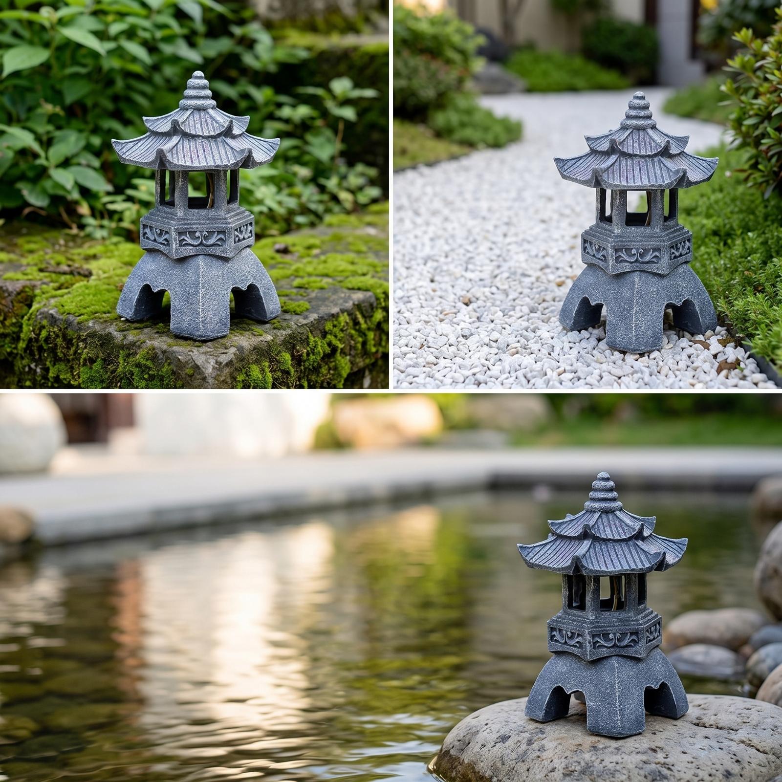 Lantern Paper Solar - Chinese Pagoda Solar Lantern Resin Outdoor