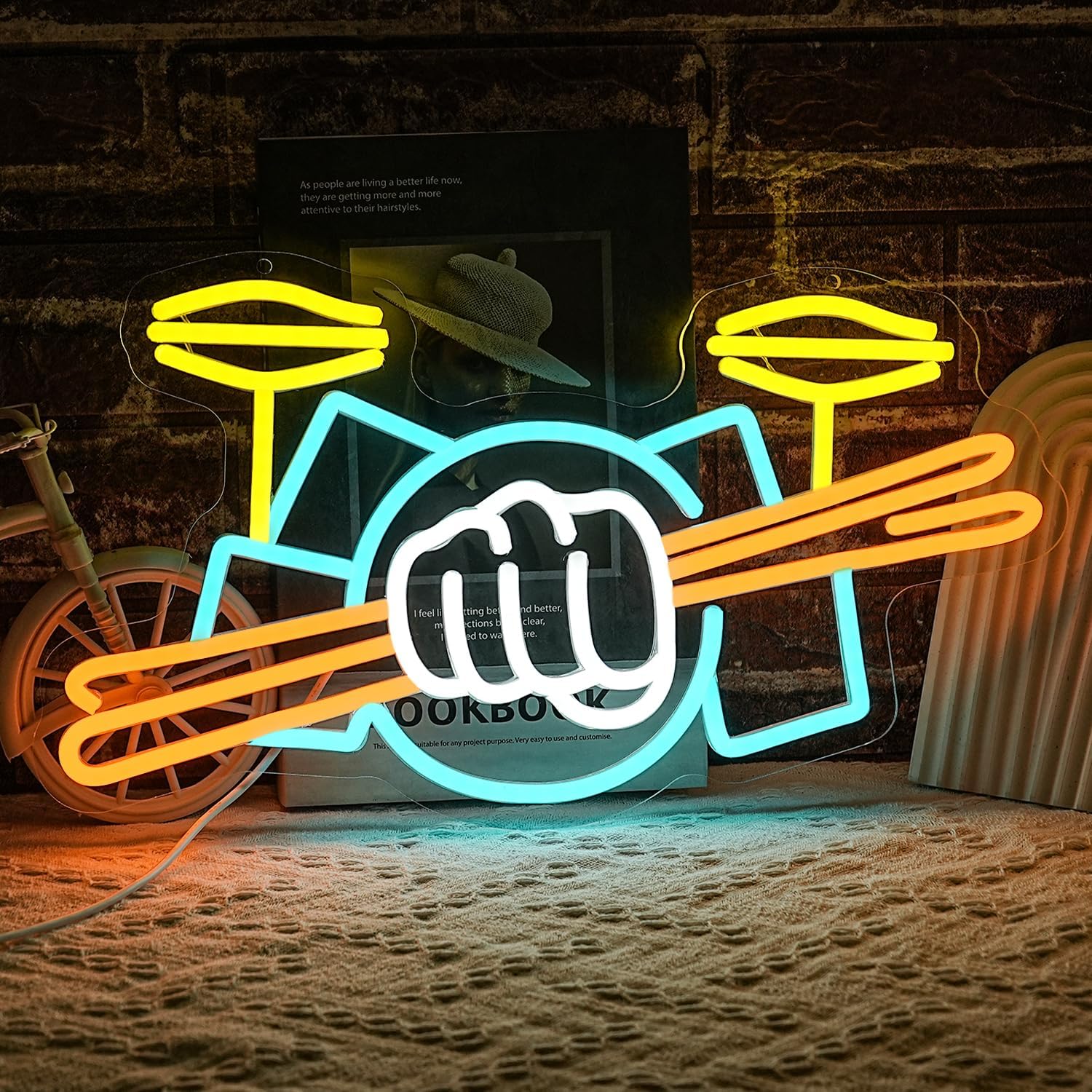 Drum Set Neon Sign USB Powered - Lighting Decoration Ideas recension och pris