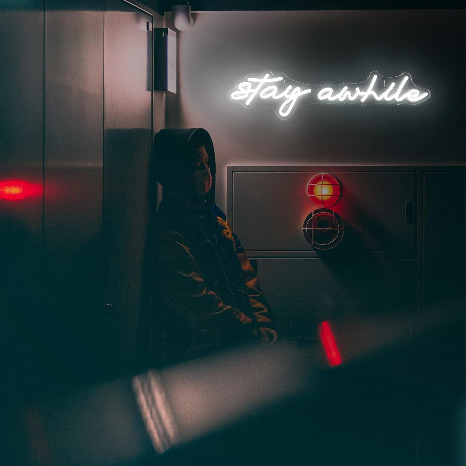 Stay Awhile Neon Signs USB Dim - Led Lighting Wall Decor recension och pris