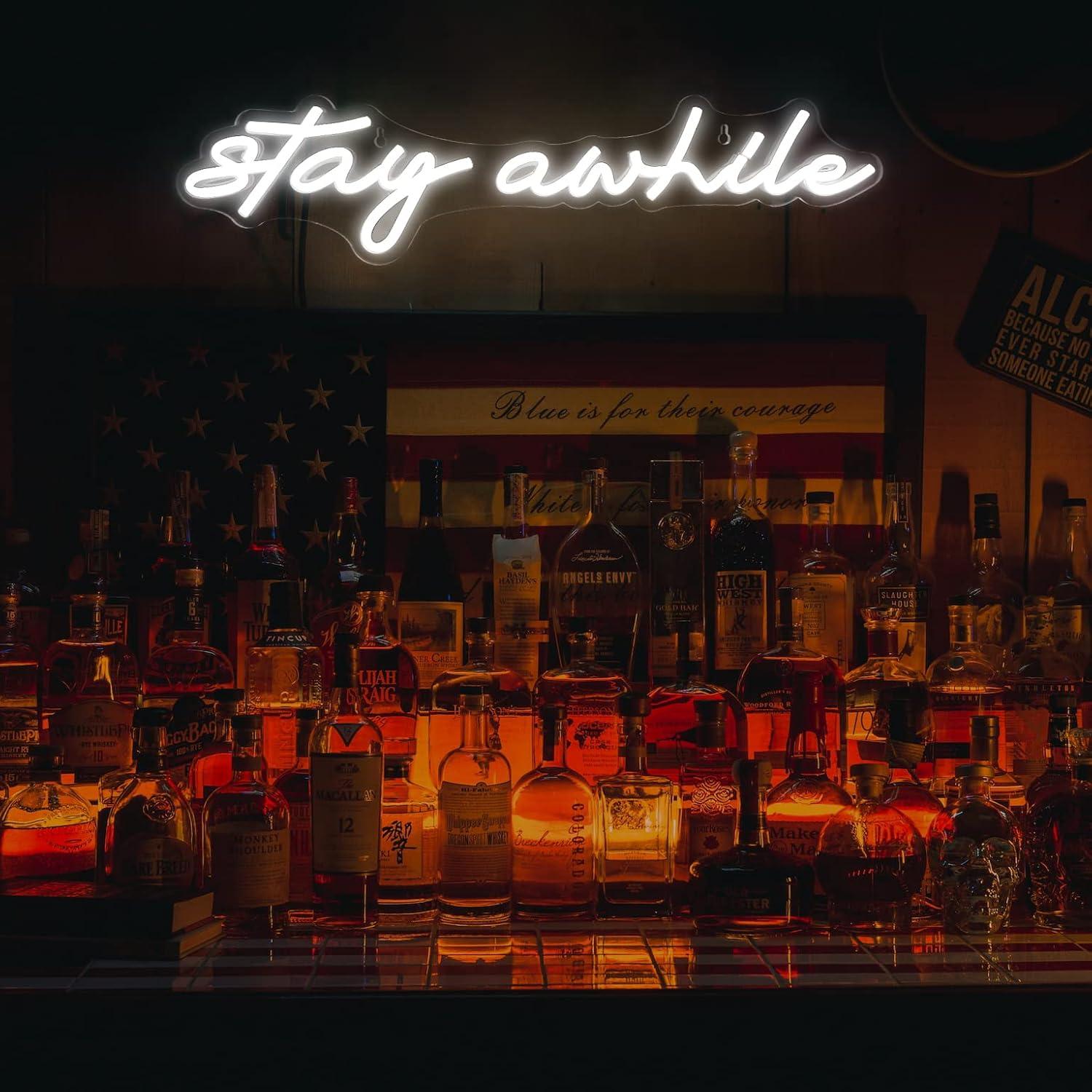 Stay Awhile Neon Signs USB Dim - Led Lighting Wall Decor recension och pris