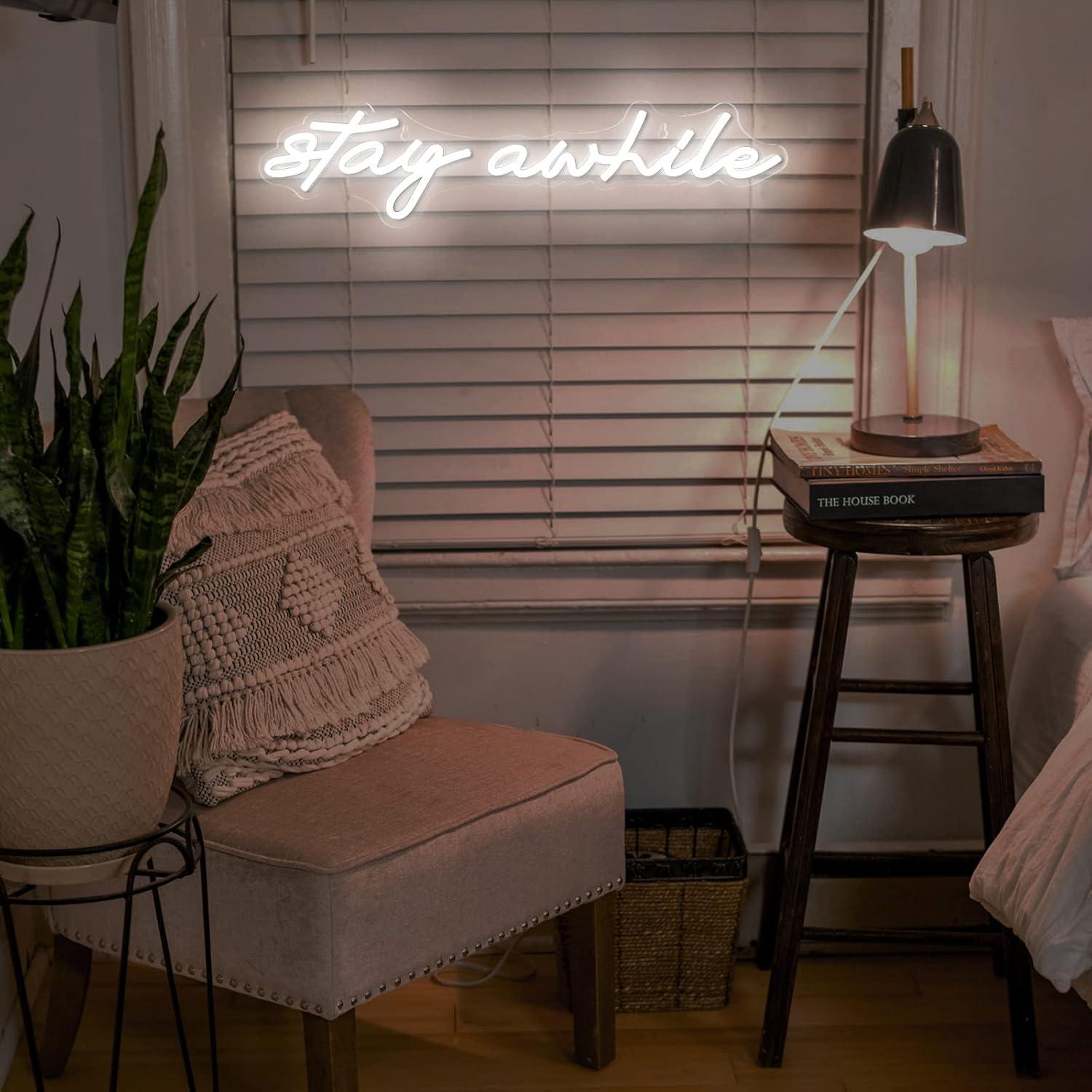 Stay Awhile Neon Signs USB Dim - Led Lighting Wall Decor recension och pris