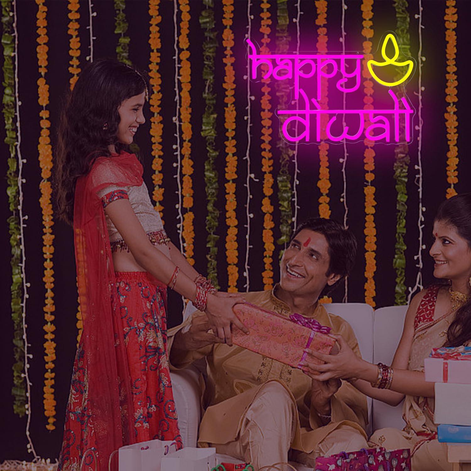Happy Diwali Neon Sign USB Pow - Led Lighting Wall Decor recension och pris