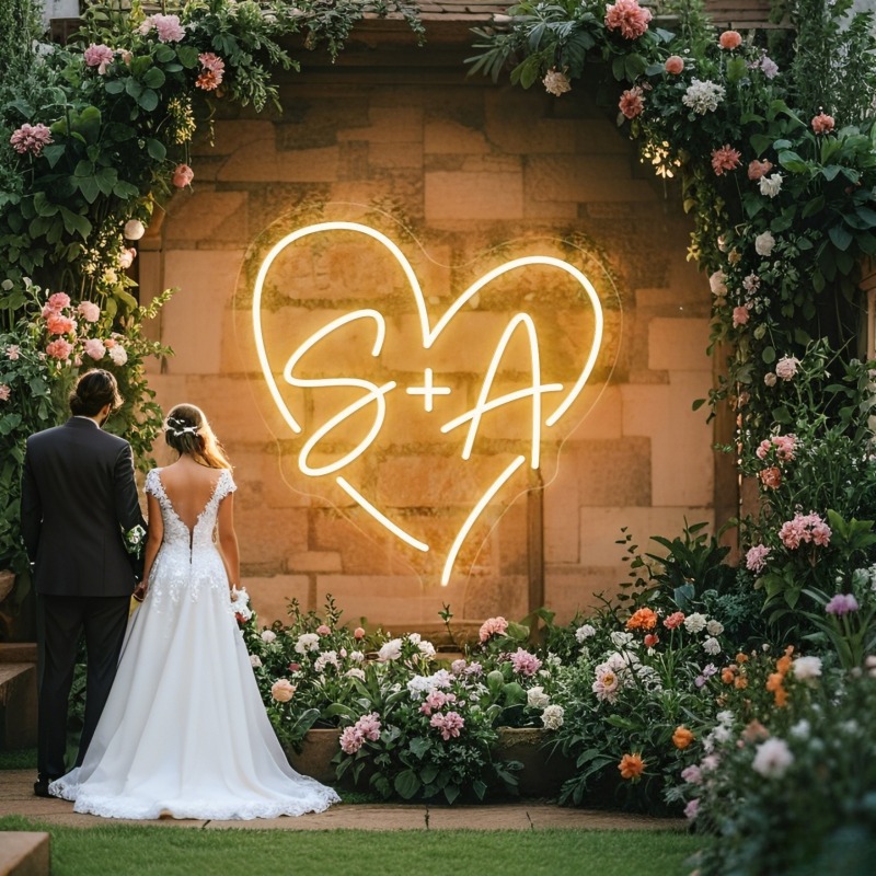 Custom Initials Heart LED Neon - Lighting Decoration Ideas recension och pris