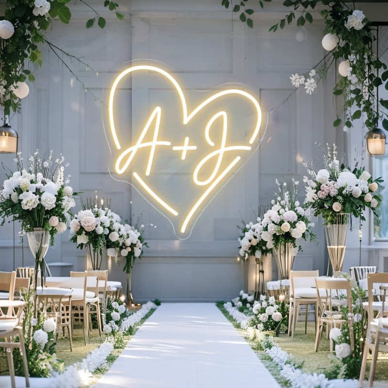 Custom Initials Heart LED Neon - Lighting Decoration Ideas recension och pris