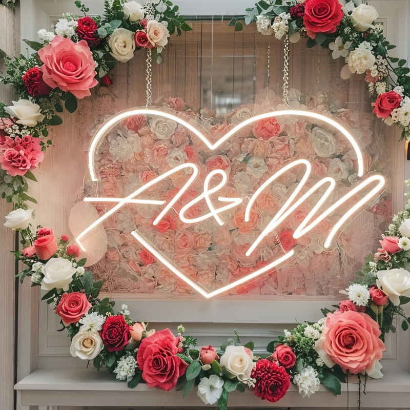 Custom Initials Heart LED Neon - Lighting Decoration Ideas recension och pris