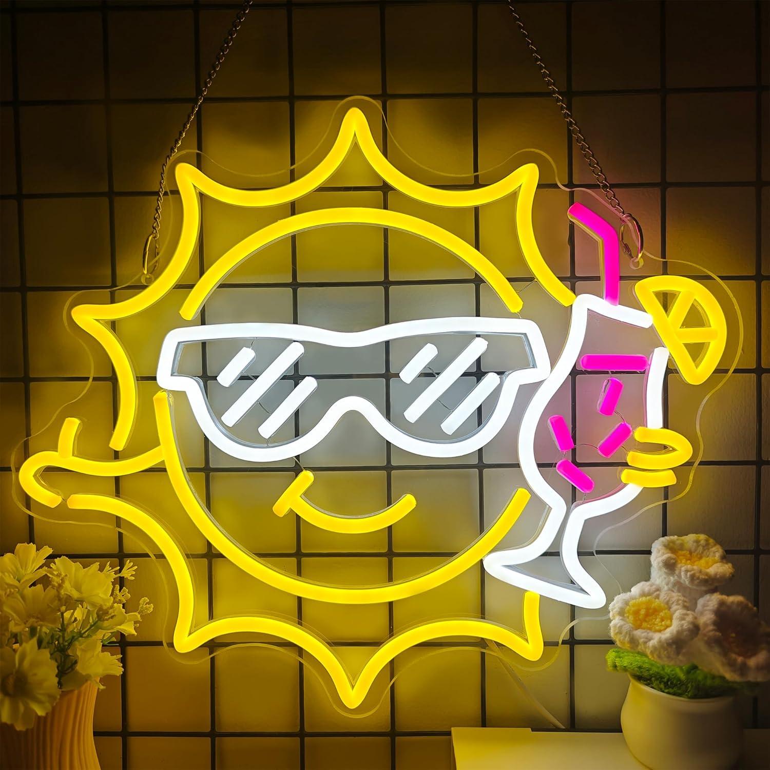 Bar Neon Sign Sun Glasses USB  - Led Lighting Wall Decor recension och pris