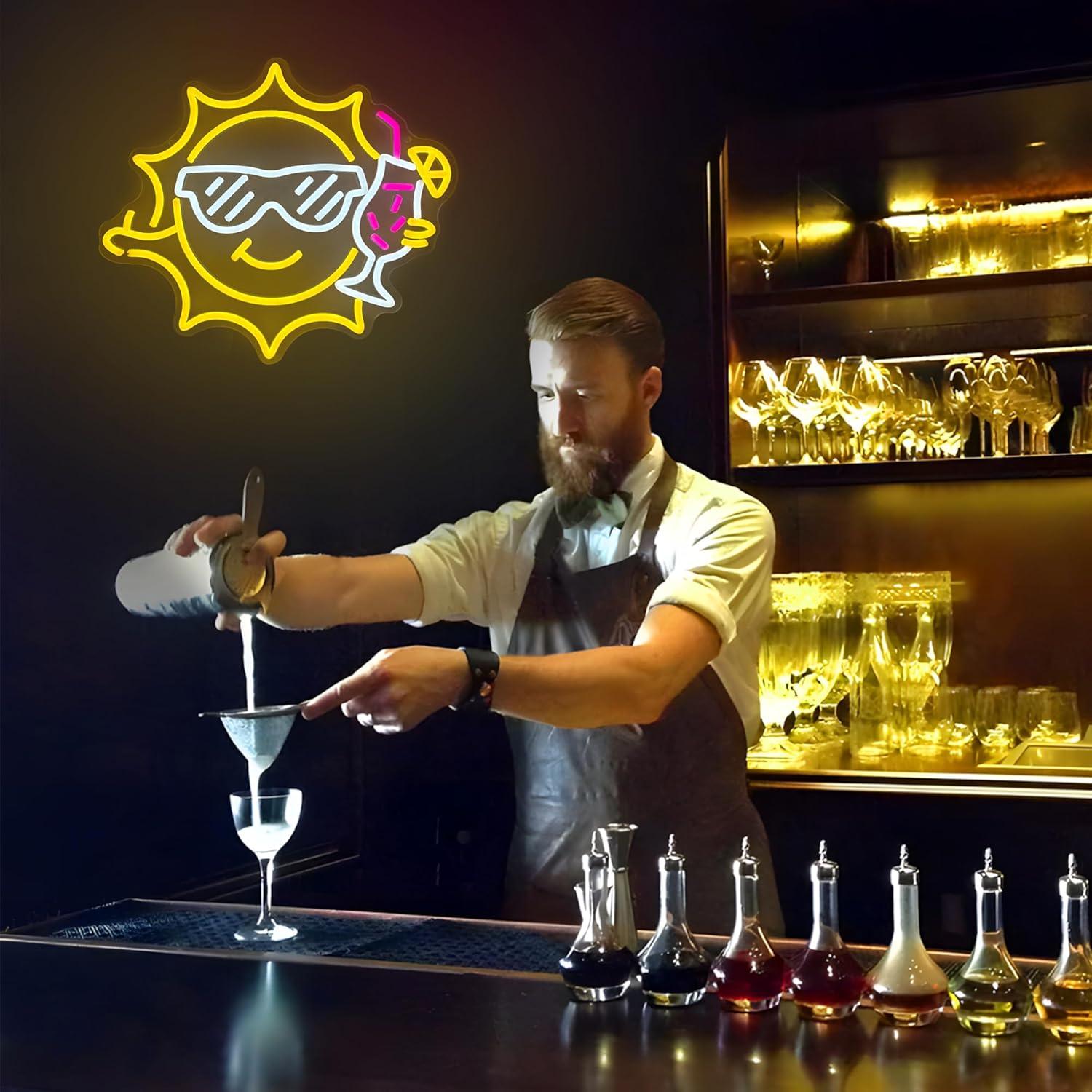Bar Neon Sign Sun Glasses USB  - Led Lighting Wall Decor recension och pris