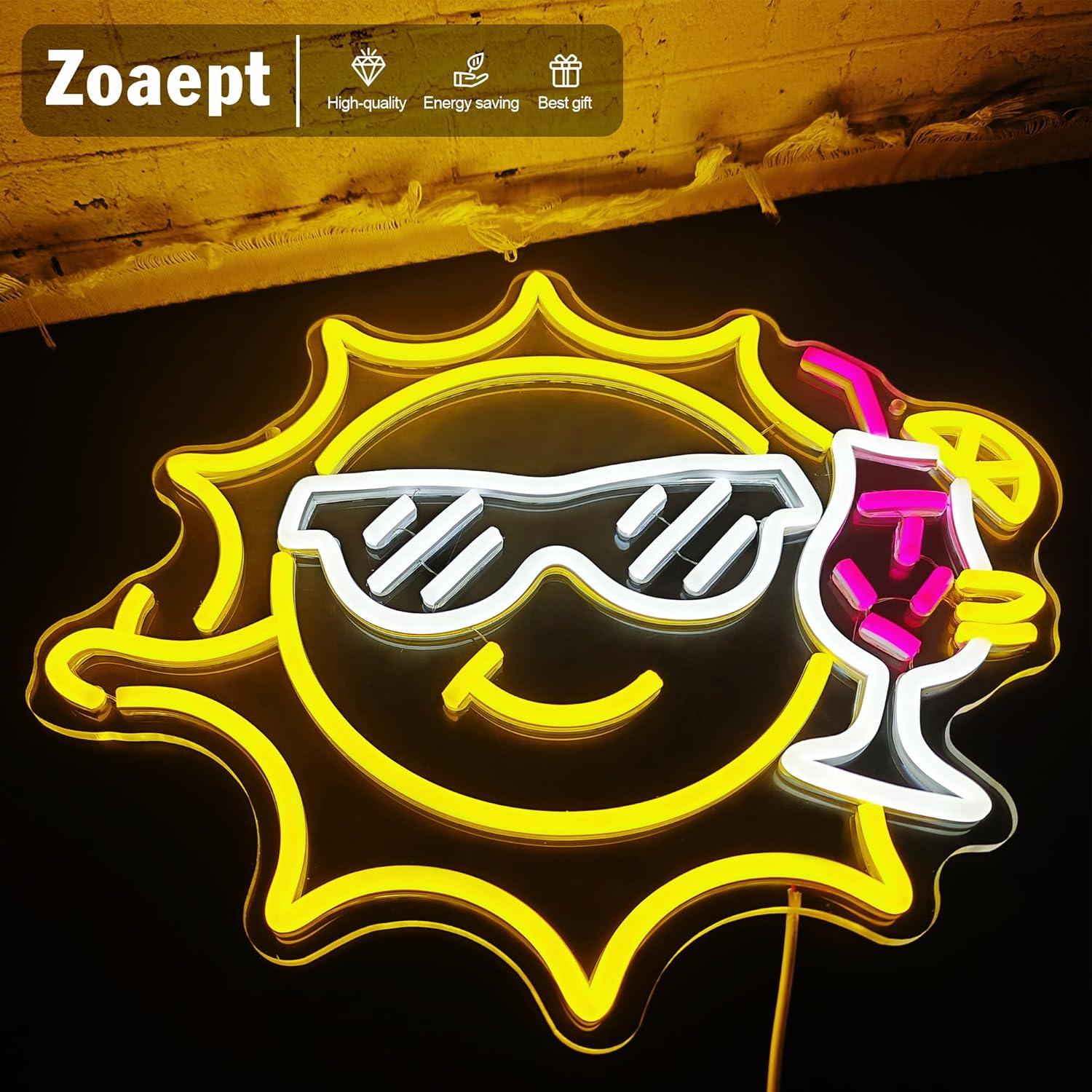 Bar Neon Sign Sun Glasses USB  - Led Lighting Wall Decor recension och pris