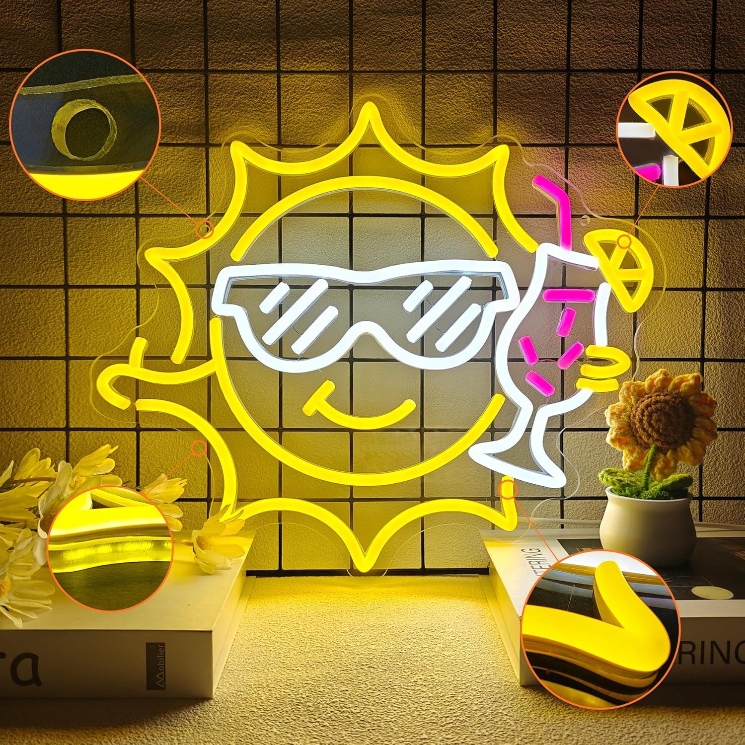 Bar Neon Sign Sun Glasses USB  - Led Lighting Wall Decor recension och pris