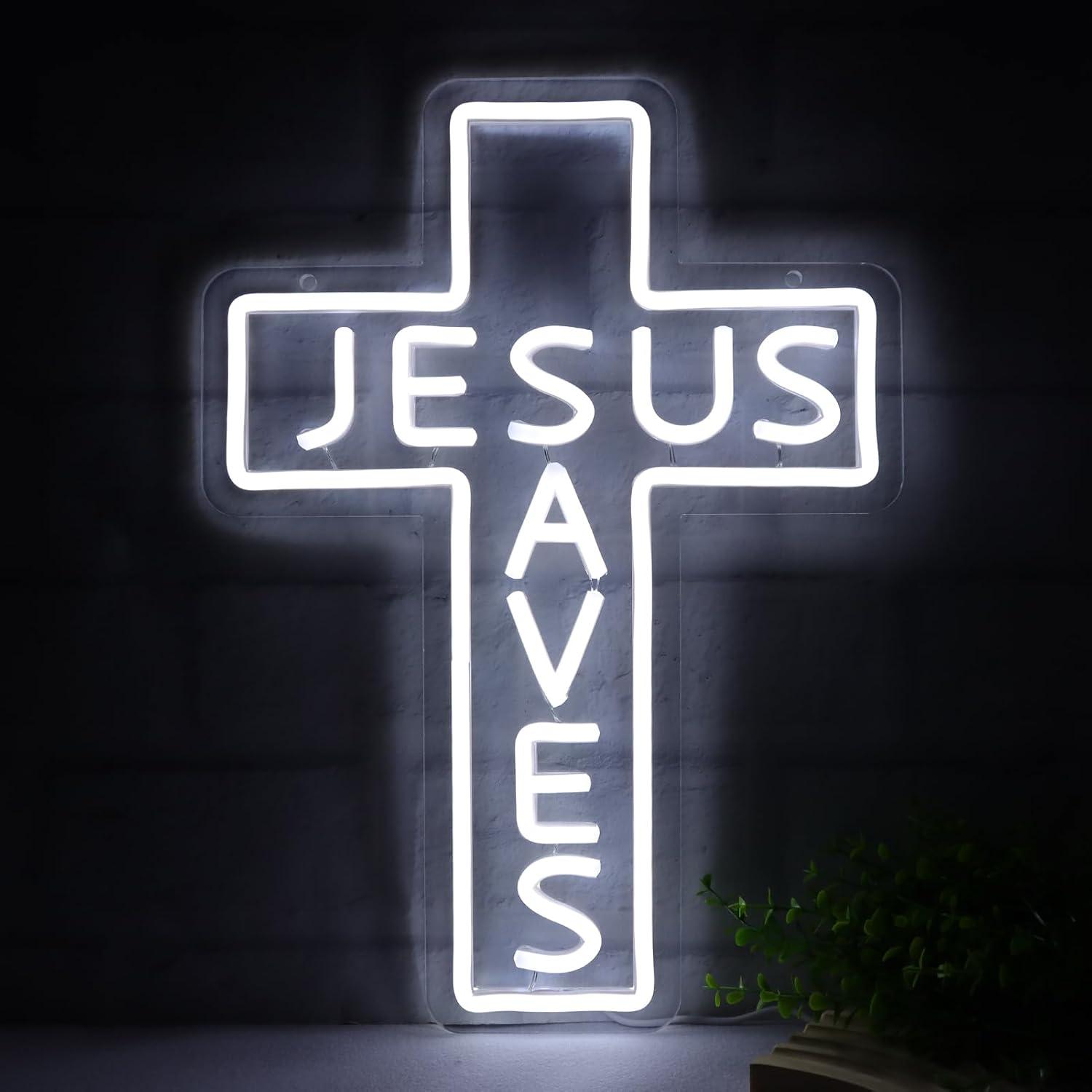 Jesus Saves Cross Neon Signs U - Led Lighting Wall Decor recension och pris