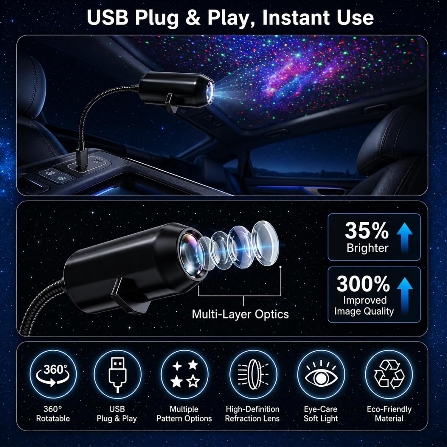 Moon Starry Sky Night Light LE - Led Moon Lamp recension och pris