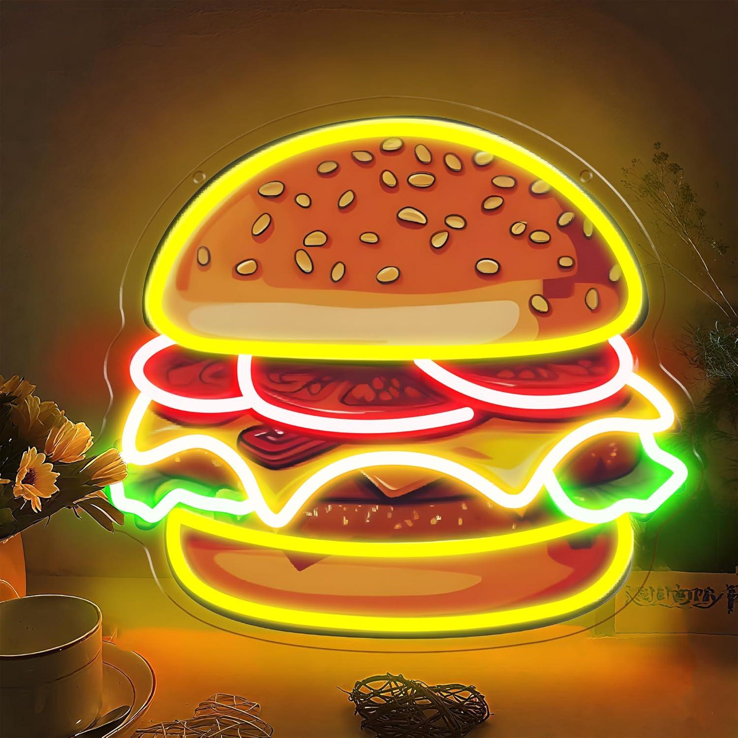 Burger Neon Sign LED Hamburger - Lighting Decoration Ideas recension och pris