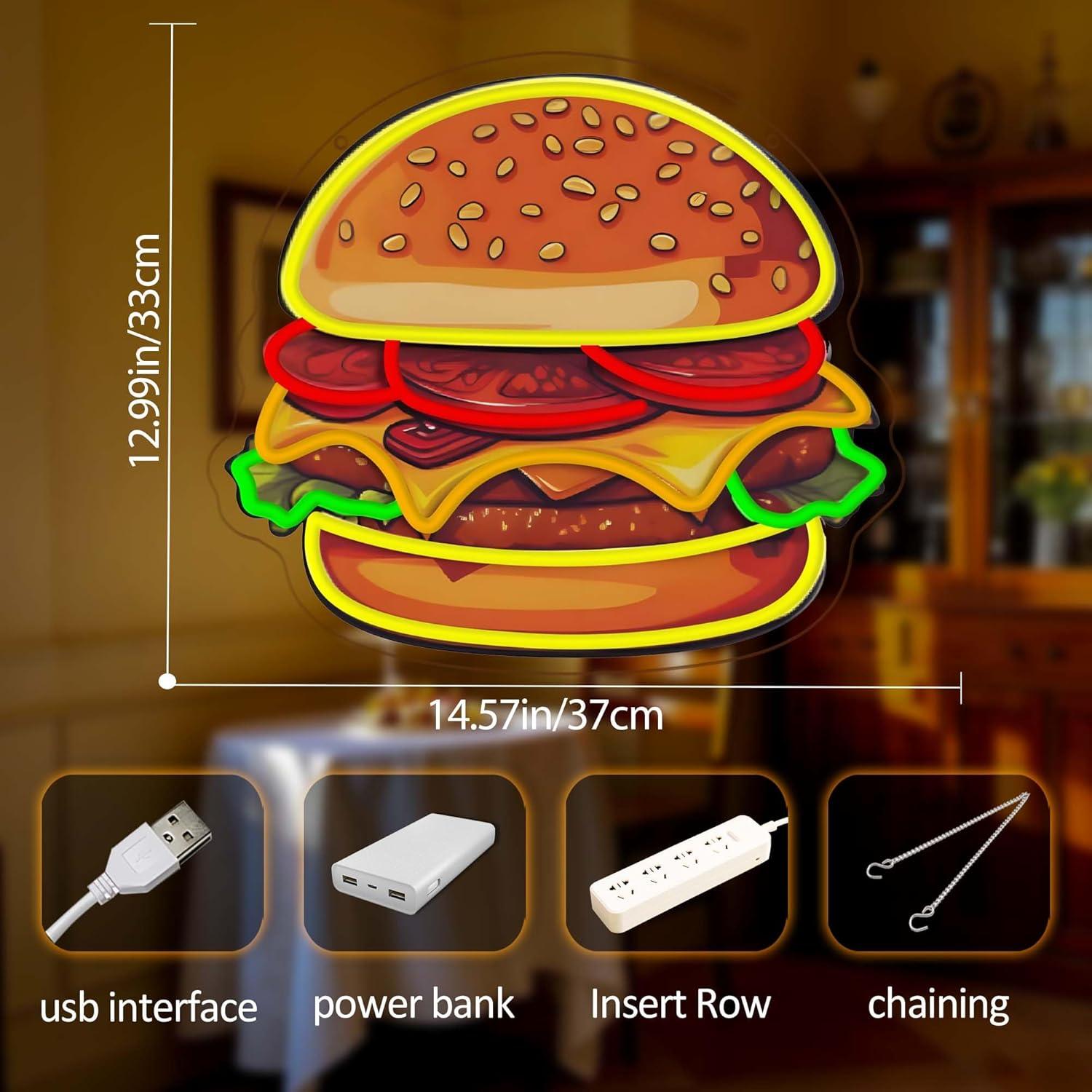 Burger Neon Sign LED Hamburger - Lighting Decoration Ideas recension och pris
