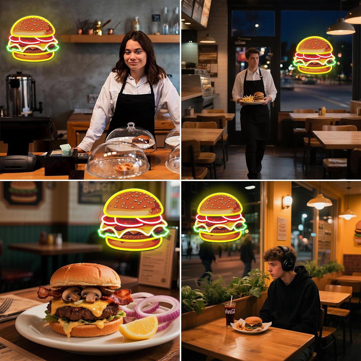 Burger Neon Sign LED Hamburger - Lighting Decoration Ideas recension och pris